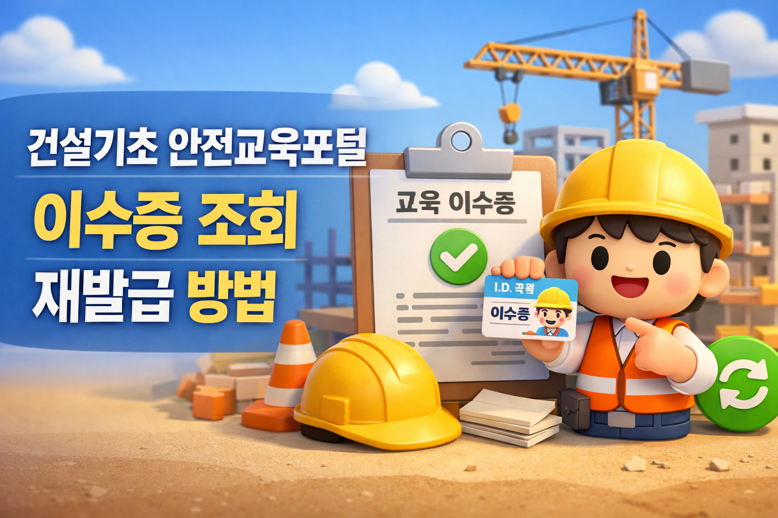 건설기초 안전교육포털 이수증 조회 재발급 방겁