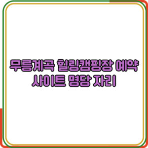 무릉계곡 힐링캠핑장 예약 사이트 명당 자리