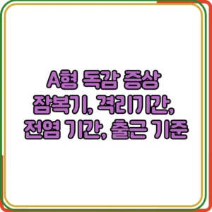 A형 독감 증상 잠복기
